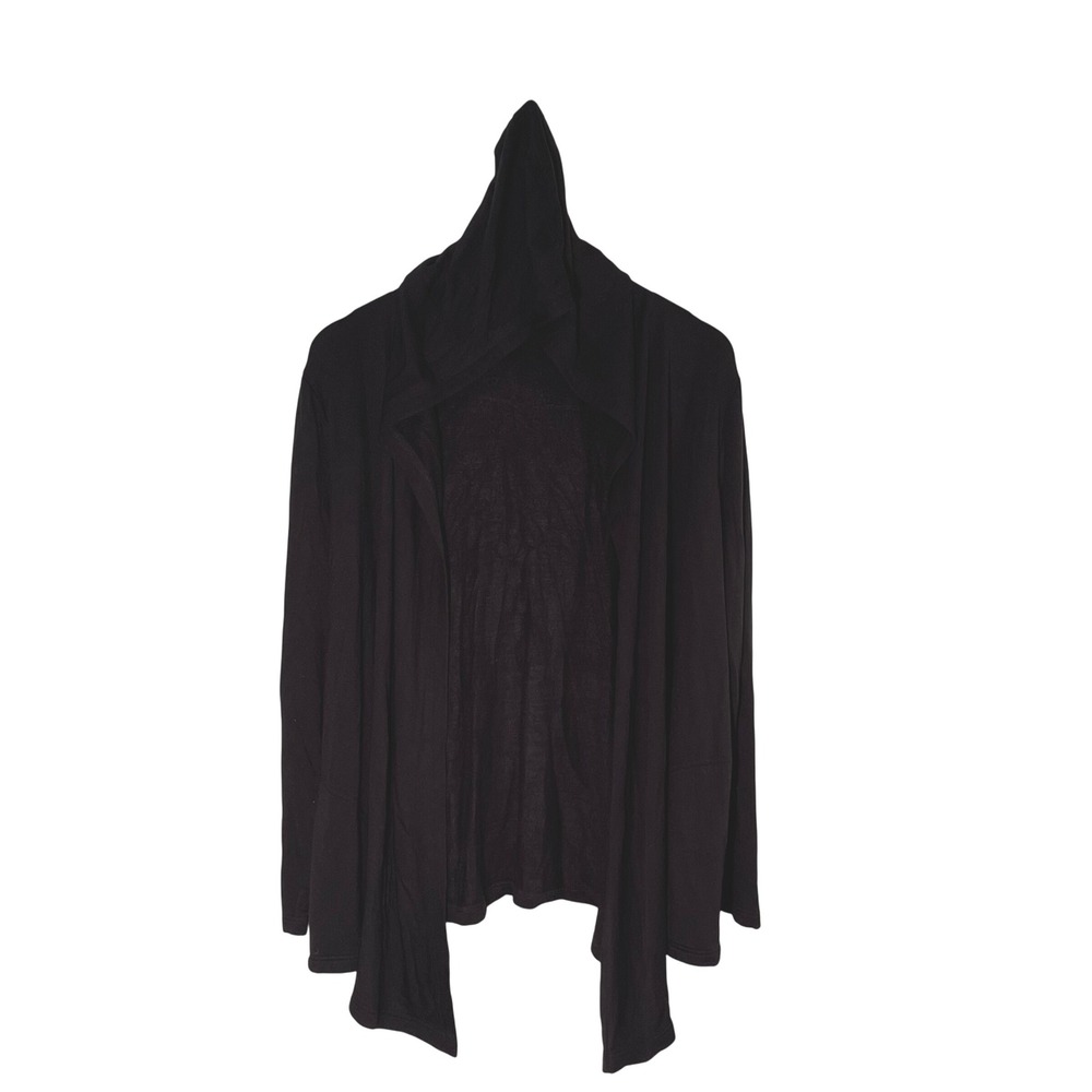 Splendid Black Hooded Open‎ Front Cardigan Pockets Soft Comfy Cozy Casual Medium